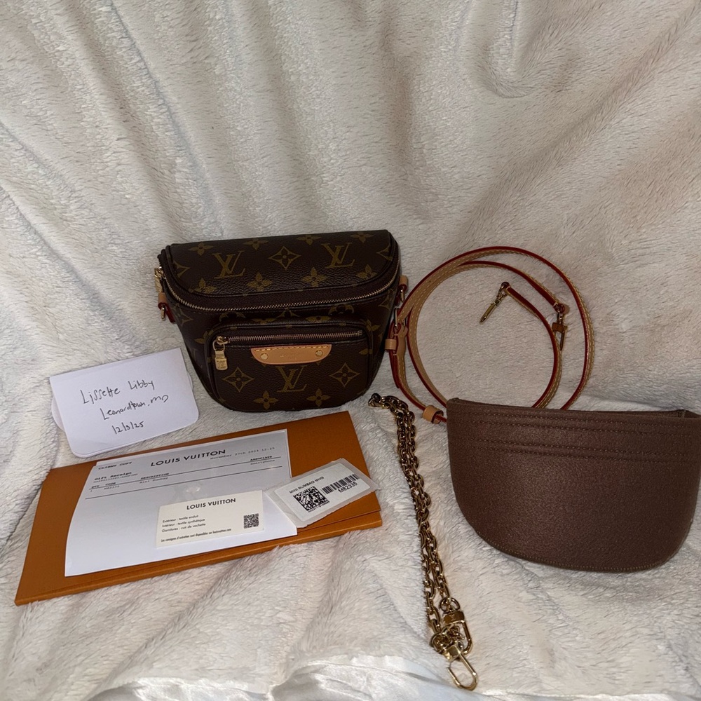 Louis Vuitton Monogram Crossbody Bag with Gold Accents